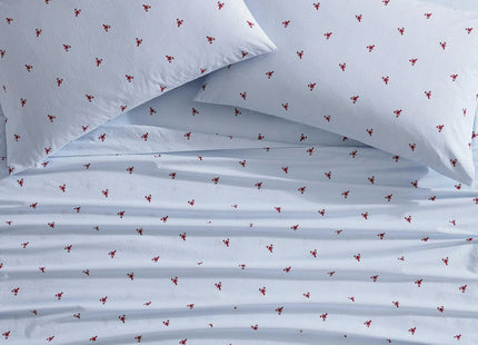 Nautica – Full Size Sheet Set, Crisp Cotton Percale Bedding with Matching Pillowcases, Lightweight & Breathable Bed Sheets, Deep Pocket, College Dorm Room Essentials (Lobster Walk Blue)
