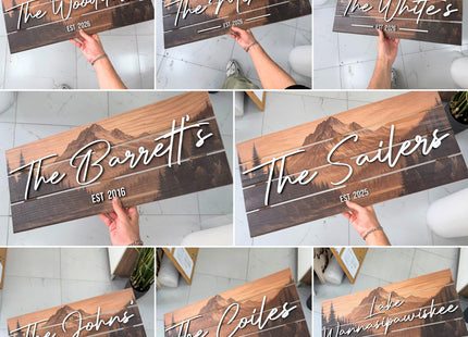 Personalized 3D Rustic Lakeside Cabin Sign - Custom Wood Last Name & Established Date Sign | Farmhouse Lake Decor Wedding Gift | Fisher & Outdoors Theme 28x13" (Large)