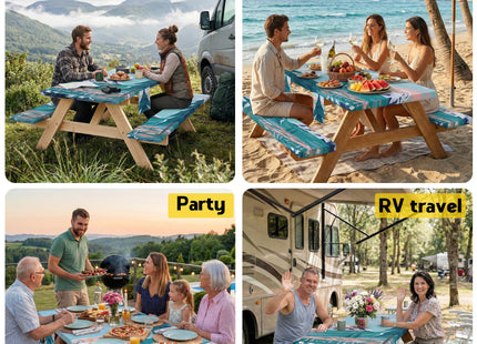 Picnic Table Cover with Bench Covers Elastic Table Cloth Cool Unique Fun Ideas Birthday Christmas Xmas Valentine's Day Camping Gifts for Camper RV Owner Camping Lovers Couple Women Men Mother Father