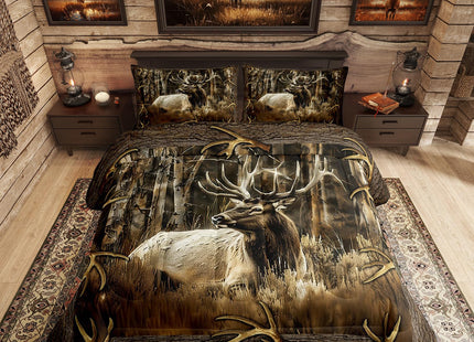 Erosebridal Rustic Deer Comforter Set Cabin Lodge Vintage Elk Full