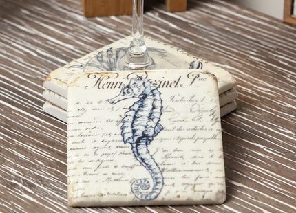 Beach Coasters for Drink Set of 4 Absorbent Nautical Housewarming Gifts