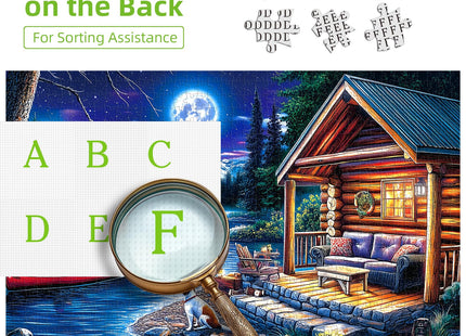 PuzzOne Puzzles for Adults 1000 Pieces - Moonlit Canoe Lake Cottage