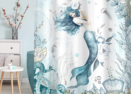 Nautical Sea Ocean Octopus Coastal Coral Fish Bathroom Shower Curtain Set
