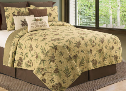 C&F Home Woodland Retreat Pinecone King Quilt Set with 2 King Shams Reversible Cotton Bedspread Coverlet Rustic Lodge Cabin Nature Brown King 3 Piece Set Brown