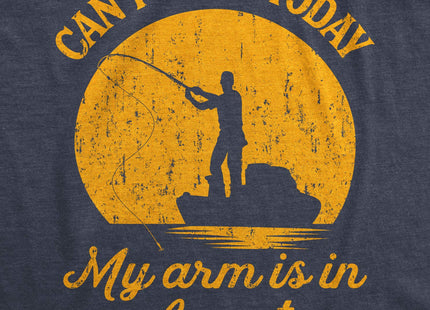 Funny T Shirt I Can't Work Today My Arm is in A Cast Fishing Tee Navy M