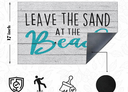 LUVADIAN Leave The Sand at The Beach Door Mat - Coastal Beach Welcome Mat, Nautical Door Mat, Beachy Room Decor Aesthetic, Beach House Decor, Coastal Ocean Bathroom Decor, 17x30 Inch