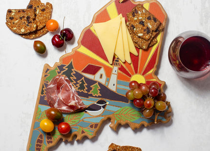 Totally Bamboo Maine State Shaped Cutting Board, Summer Stokes Art