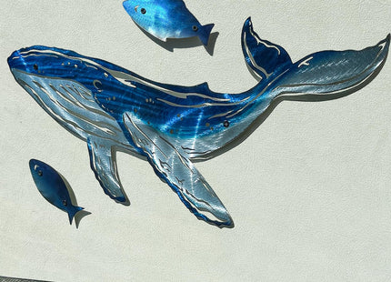 LiveInUrban Coastal Wall Art Whale Metal Wall Sculptures, Ocean Beach Themed Metal Hanging Home Decoration 3PCS 16.2"x12.1"