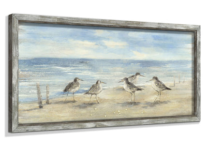 Lazy Ocean Coastal Wooden Framed Wall Art: Seascape Art Nautical Artwork for Living Room in Multiple Style & Sizes