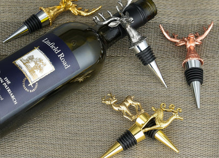 Wine Stoppers,Reusable Deer Wine Bottle Stoppers,Alloy Steel Champagne Stoppers, Perfect Wine Gift, Wide Used in Kitchen Decor, Bar, Wedding Party,Christmas (Gold Deer)