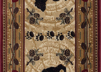 Tayse Black Bear Brown 9x12 Rectangle Area Rug Cabin for Living, Bedroom, or Dining Room - Lodge, Novelty