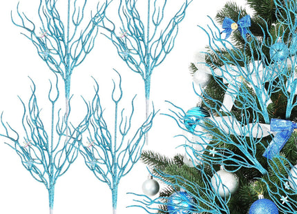 Vercraft 8 Pcs Blue Coastal Christmas Picks Glitter Coral Ornaments