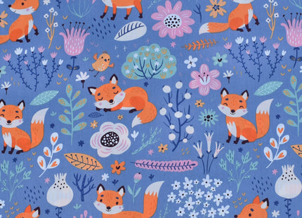 J-pinno Fox Birds Play in Flowers Bloom Tree Forest Twin 100% Cotton 3 Pieces Sheet Set for Kids Girls Children,Flat Sheet + Fitted Sheet + Pillowcase Bedding Decoration Gift Set