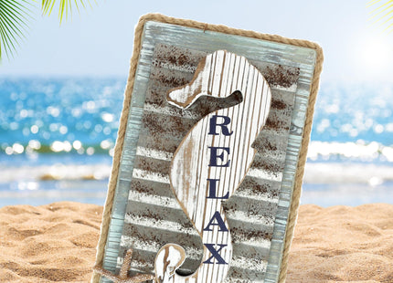 CoTa Global Aquarius Seahorse Relax Nautical Wooden Wall Accent Home Decor