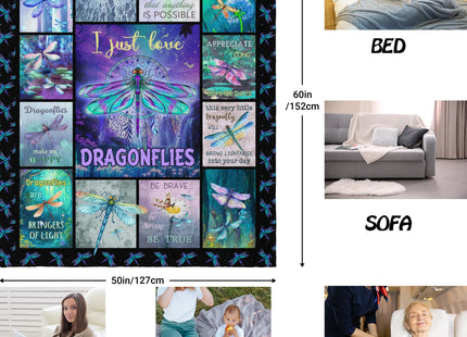 QOJUYO Dragonfly Gifts for Women, Dragonfly Lover Gifts Throw Blanket 60"X50", Dragonflies Gifts for Women