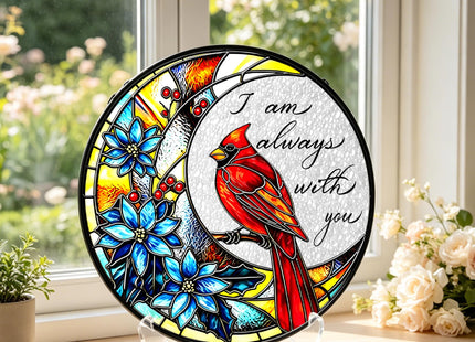 Cardinal Glass Suncatcher Gift for Bird Lovers (Red Cardinal,7.8in)