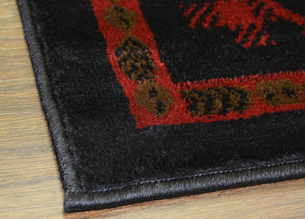 Rug Empire Rustic Lodge Cabin Bear Walk Area Rug Claret