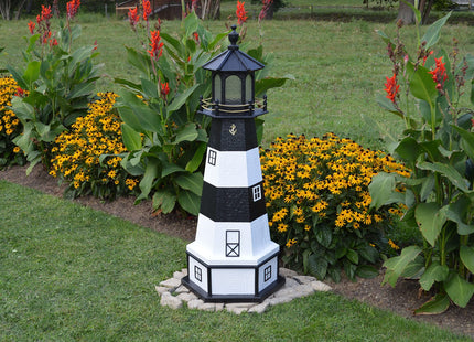 Amish-Made Fire Island, NY Replica Outdoor Lighthouse with Base and Solar LED Light, 70" Tall