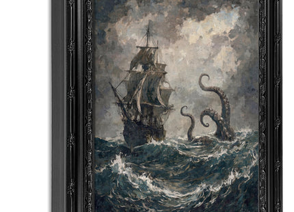 Yuantulan Vintage Gothic Nautical Octopus Framed Wall Art