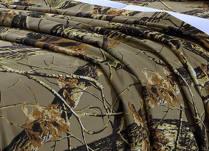 Chezmoi Collection Salem 4-Piece Cabin Lodge Forest Woods Sheet Set - Nature Camo Tree Leaves Printed Soft Microfiber Sheets - Full, Natural