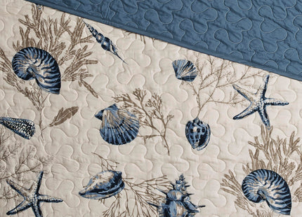Madison Park Cottage Coastal Starfish Blue King Bedspread Set, 6pc