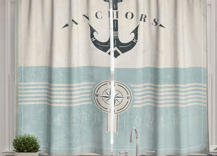 Ambesonne Beach Long Kitchen Curtains, Calm Coastal Scene with Horizon in The Middle of Nowhere Cloudy Sunset Ocean Picture, Two Panels Drapes with Rod Pocket Room Decor, 55" X 45", Yellow Tan