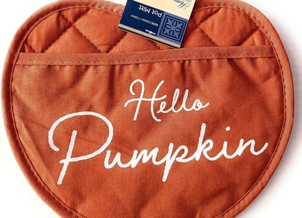 Set of 2 Hello Pumpkin Pot Holders Oven Mitts Pumpkin Shaped Potholders Fall Autumn Decor Kitchen Linens