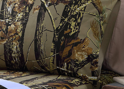 Chezmoi Collection Salem 4-Piece Cabin Lodge Forest Woods Sheet Set - Nature Camo Tree Leaves Printed Soft Microfiber Sheets - Full, Natural