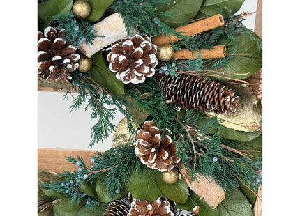 ANDALUCA Natural Preserved Pinecone Evergreen Wreath (Evergreen Pine)