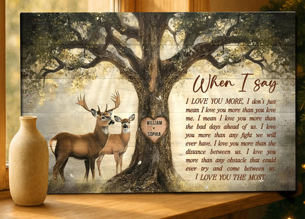 KiKiLuna Personalized Deer Couple Canvas Wall Art for Couple