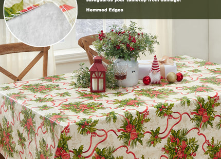 Newbridge Christmas Holly Traditions 52 x 52 Inch Square Vinyl Tablecloth