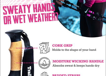 TrailBuddy Trekking Poles – Lightweight 7075 Aluminum Hiking Poles for Women, Men & Seniors – Collapsible Walking Sticks for Travel, Trails & Balance