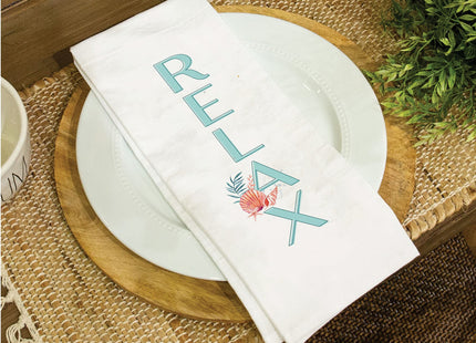 P. Graham Dunn Kitchen Towel - Absorbent Cotton Tea Towel - Relax Seashell Design, 16" x 28"