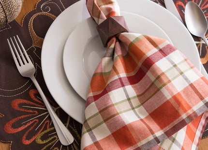 DII Thanksgiving & Fall Table Decoration Autumn Farmhouse Plaid, Napkin Set, 20x20, Pumpkin Spice Plaid, 6 Count