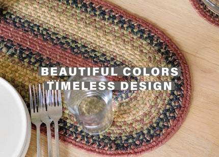 Homespice Highland Jute Braided Table Runner for Cabin Decor, Rect 11x36