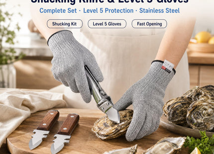 Oyster Shucking Knife Kit - Lever-Assisted Stainless Steel oyster shucker