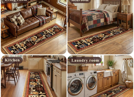 LOKHOM 2x6 Hallway Runner Rug, Non Slip Washable Western Cabin Bear Rugs
