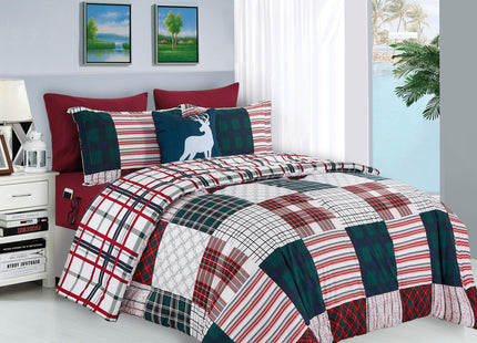 Elegant Comfort Silky Soft 8-Piece Cabin Lodge Bed-in-a-Bag Comforter Set, Includes 4pc Smart Sheet Set, Comforter, Decorative Pillow, Matching Pillowcases and Shams - Twin/Twin XL, Burgundy