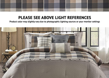 Madison Park Cabin Lodge Plaid Herringbone Comforter Set, 7PC Cal King