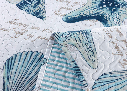 Smuge 3 Piece Coastal Beach Bedding Set King Size Quilt Set