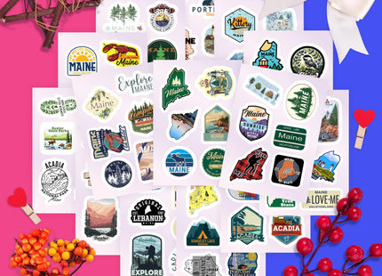 100Pcs Maine Stickers for Water Bottle and Laptop - State Souvenirs, Decorations & Gifts, Waterproof Vinyl Decals, Gifts for Women & Men
