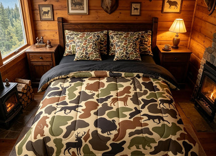 Feelyou Camo Deer Bear Comforter Set Queen Size Kids Boys Girls