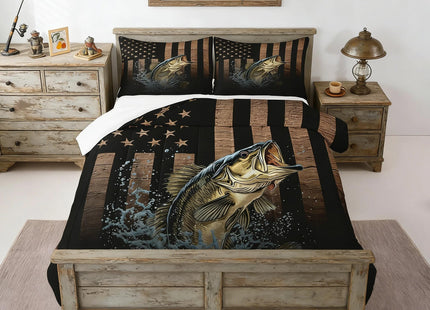 Feelyou American Flag Fishing Hunting Comforter Set Full Size Kids Boys