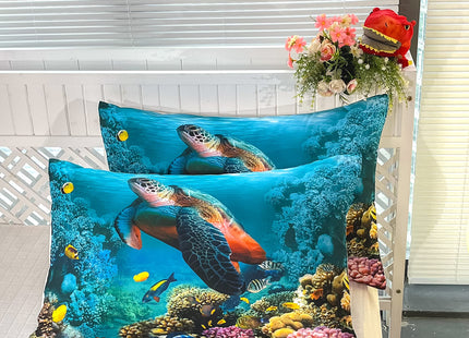 CVHOUSE Sea Turtle Bedding Set,Sea Turtle Comforter Full,Ocean Beach Comforter Set for Boys Kids Girls,Ocean Quilt Set with 1 Comforter and 2 Pillow Cases