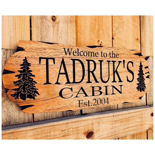 Personalized Cabin Sign Outdoor Wood Sign Welcome Sign Rustic Decor Custom Wood Sign