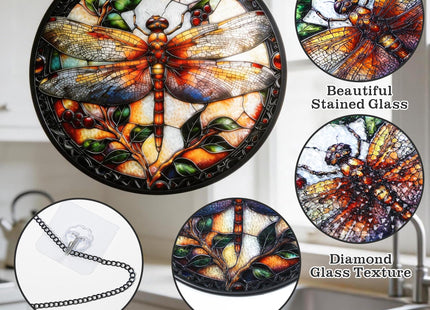 Dragonfly Stained Window Hanging Suncatcher, Memorial Sympathy Gift