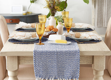 DII Woven Basics Collection 100% Cotton Knit Table Runner, 15x108, Nautical Blue