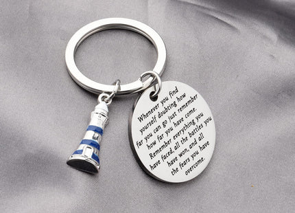 TIIMG Lighthouse Motivational Gifts Nautical Lighthouse Keychain Prayer Religious Christian Gifts (Lighthouse whenever)