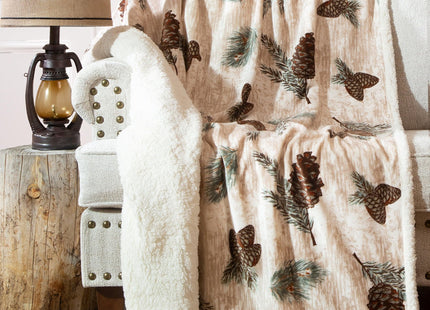 Carstens, Inc. Ultra Premium Super Soft Plush Sherpa Fleece Oversized Throw Blanket 54" x 68", Pinecone