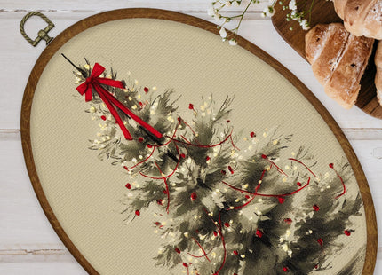 WULQYING Red Bow Christmas Tree Pine Oval Wall Art Decor Home 8.6x11.4